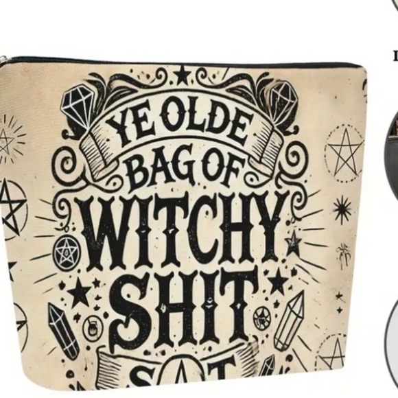 NEW "Ye Olde Bag of Witchy Shit" Large Cosmetic Pouch Makeup Bag - Picture 3 of 8